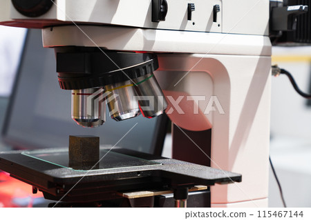 Optic machine for precise measurement of part size and quality evaluation. Smart factory.. 115467144