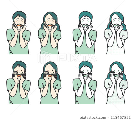 scared woman and man vector illustration 115467831