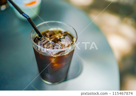 cold coffee with ice 115467874