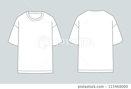 Simple t shirts line templates. Front and back view. Vector illustration 115468000
