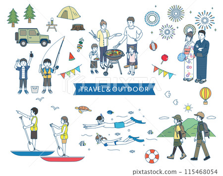 夏季旅行，戶外插畫集 115468054