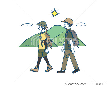 Illustration of a couple hiking and climbing 115468065