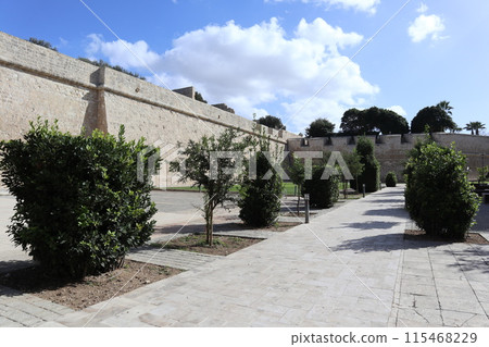 Mdina, Malta, city walls and moat 115468229
