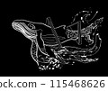 abstract white whale on black 115468626