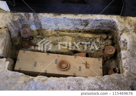 Coffins in the Catacombs of St. Paul, Rabat, Malta Coffins in the Catacombs of St. Paul, Rabat, Malta 115469676