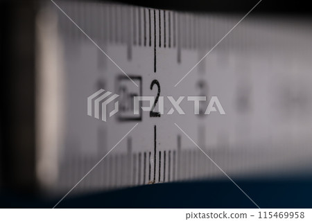 Ruler in macro, centimeters, white ruler 115469958