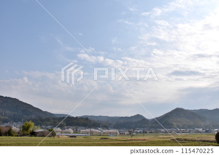 A typical Japanese countryside scene in spring 115470225