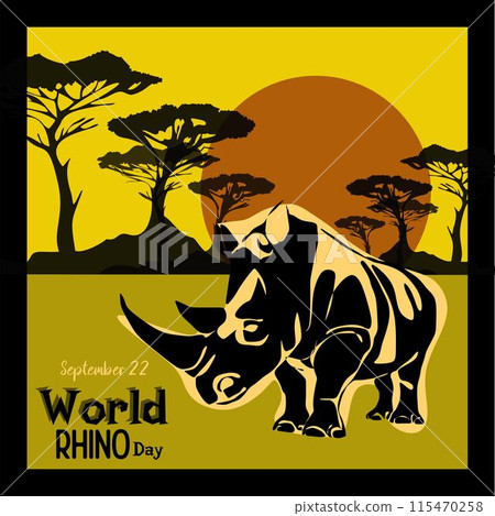World Rhino Day. Vector illustration. Animal protection. 22 September. World Rhino Day. Vector illustration. Animal protection. 22 September. 115470258