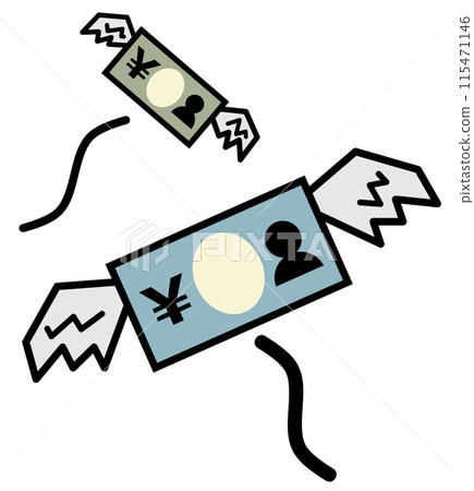 Illustration of bankruptcy due to spending too much Japanese yen 115471146