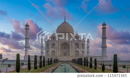 Taj Mahal white marble mausoleum on Yamuna river, Taj Mahal famous marble mausoleum of Agra, Taj Mahal India most famous wonder of the world, Agra city, Uttar Pradesh, India. Taj Mahal white marble mausoleum on Yamuna river, Taj Mahal famous marble mausoleum of Agra, Taj Mahal India most famous wonder of the world, Agra city, Uttar Pradesh, India. 115471365