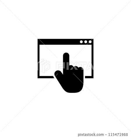 Interactive click icon featuring a hand pointer and browser window Interactive click icon featuring a hand pointer and browser window 115471988