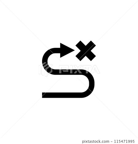 Modern abstract icon featuring an arrow and cross design Modern abstract icon featuring an arrow and cross design 115471995