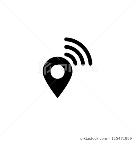 Modern location icon with signal waves Modern location icon with signal waves 115471999