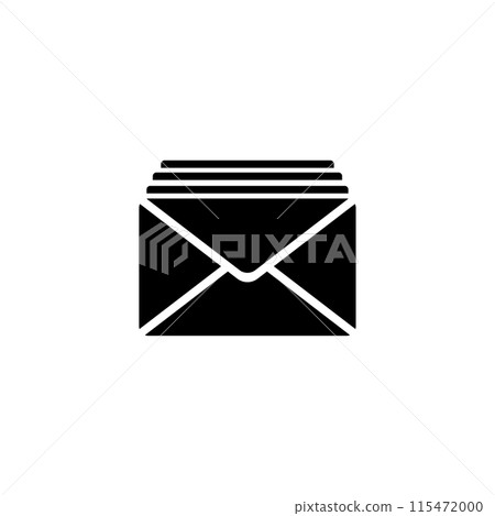 Modern, flat, black envelope icon suitable for both web and mobile applications 115472000