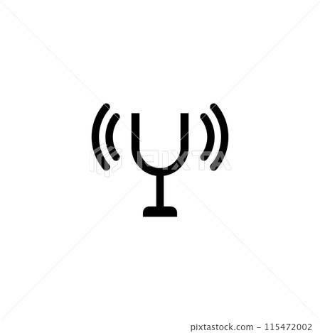 Black vector icon of a tuning fork with sound waves Black vector icon of a tuning fork with sound waves 115472002