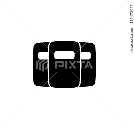Black vector icon of a police shield, symbolizing law enforcement authority Black vector icon of a police shield, symbolizing law enforcement authority 115472023