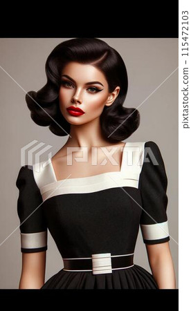 一個看起來像好萊塢老電影中的女人，讓人想起 20 世紀 50 年代。 115472103