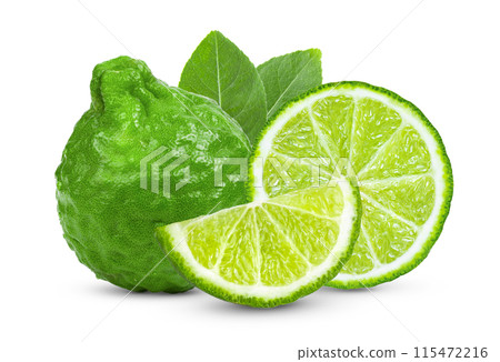 Bergamot or kaffir on white background 115472216