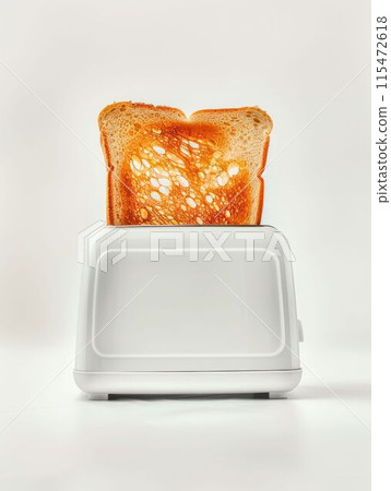 Toasted Bread in White Toaster. Generative ai 115472618
