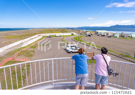 Abashiri Quasi-National Park, Lake Saroma, Ryugudai Observation Park, Tourists, View Abashiri Quasi-National Park, Lake Saroma, Ryugudai Observation Park, Tourists, View 115472681