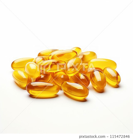 Vitamin E Capsules on White Background. Generative ai 115472846