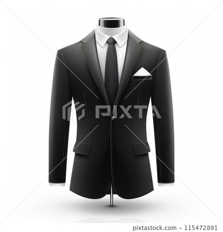 Black Suit on White Background. Generative ai 115472891