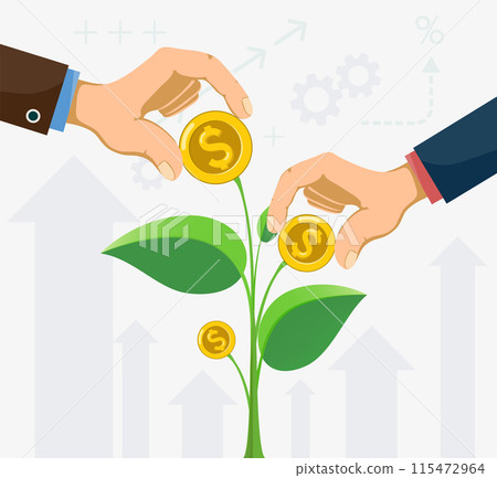 Coins money growing on plant tree Coins money growing on plant tree 115472964