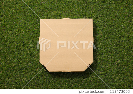 Ecological packaging for food delivery, on the grass. Ecological packaging for food delivery, on the grass. 115473093