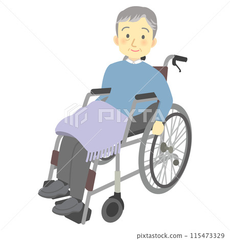 微笑的祖父駕駛自己的輪椅(全身)護理、護理、日托 微笑的祖父駕駛自己的輪椅(全身)護理、護理、日托 115473329