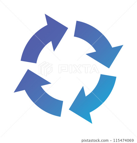 Simple arrow icon gradient blue light blue illustration material 115474069