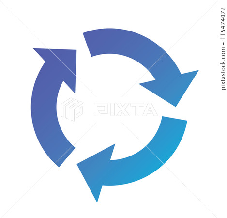 Simple arrow icon gradient blue light blue illustration material 115474072