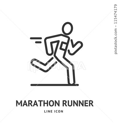 Marathon Runner Sign Thin Line Icon Emblem Concept. Vector Marathon Runner Sign Thin Line Icon Emblem Concept. Vector 115474179