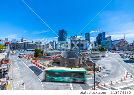 Tokyo cityscape in Japan. Redevelopment of the west exit of Shinjuku Station. Demolition of Odakyu Department Store progresses... = June 12, 2024 115474180