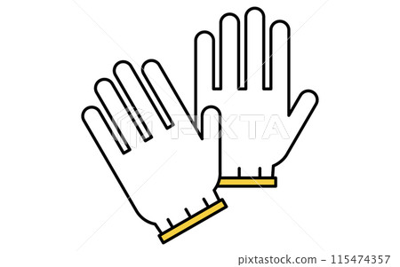 Disaster prevention supplies, simple line icon of white work gloves 115474357