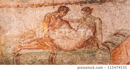 Pompeii, Italy. Fresco Sex Scene On Wall Of Lupanar Of Pompeii Pompeii, Italy. Fresco Sex Scene On Wall Of Lupanar Of Pompeii 115474535