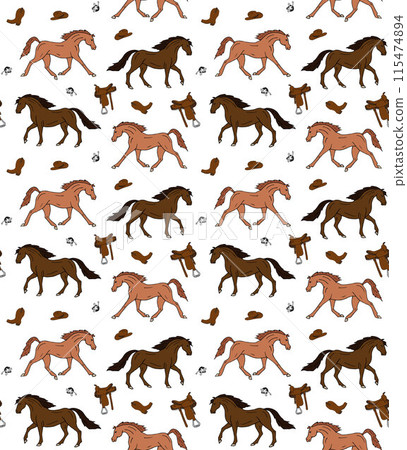 Vector seamless pattern of western horse Vector seamless pattern of western horse 115474894