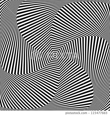 Whirl Rotating Motion in Abstract Op Art Design. 3D Illusion. 115477883