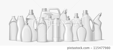 Detergent bottles design template realistic illustration set 115477980