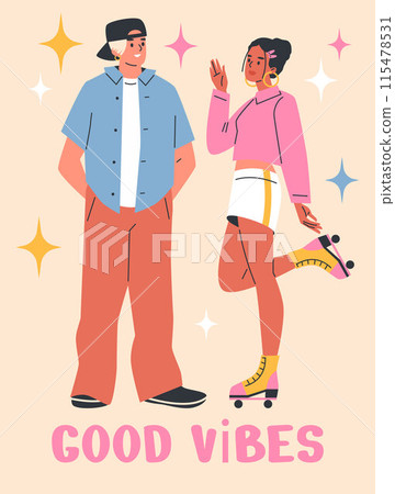 Y2K fashion and lifestyle vector illustration 115478531