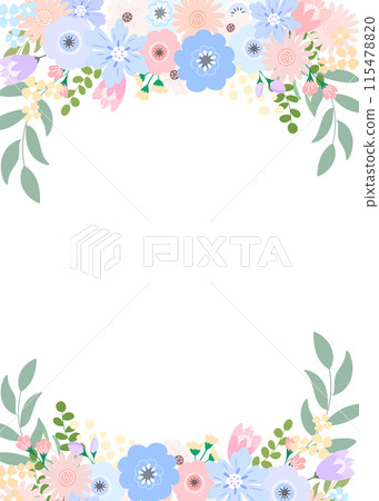 Blue flower frame, copy space, vertical 115478820