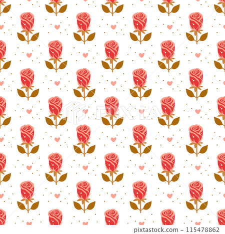 Shabby Chic Rose Flower Seamless Vector Pattern, floral background Shabby Chic Rose Flower Seamless Vector Pattern, floral background 115478862