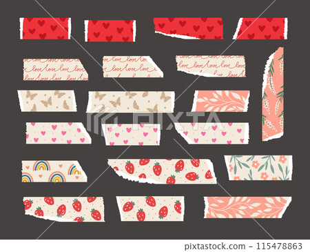 Tape strip washi ripped paper banner vector Tape strip washi ripped paper banner vector 115478863