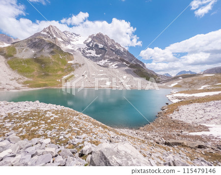 Hiking to Pointe de la Rechasse in National Park of Vanoise, France Alps 115479146