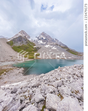 Hiking to Pointe de la Rechasse in National Park of Vanoise, France Alps 115479173