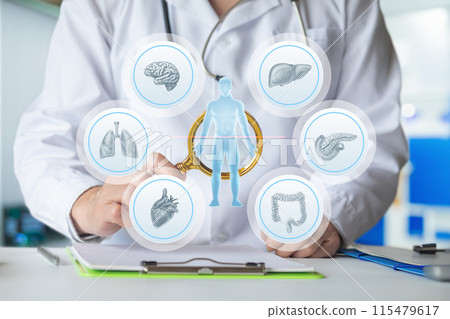 Studying and scanning a patient to diagnose internal organs. 115479617