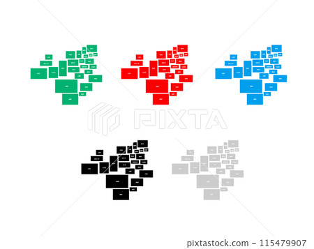 Map with cities, towns and villages _ Tokushima prefecture _ Deformed-07 115479907