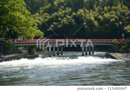 Uji Tourism: Kanryu Bridge on the Uji River, Uji City, Kyoto Prefecture Uji Tourism: Kanryu Bridge on the Uji River, Uji City, Kyoto Prefecture 115480847