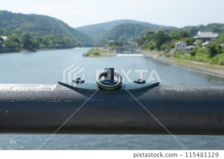 Uji Tourism: The metal fittings of the Sanma section of Uji Bridge, Uji City, Kyoto Prefecture 115481129