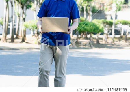 Delivery man male with baggage Delivery man male with baggage 115481469