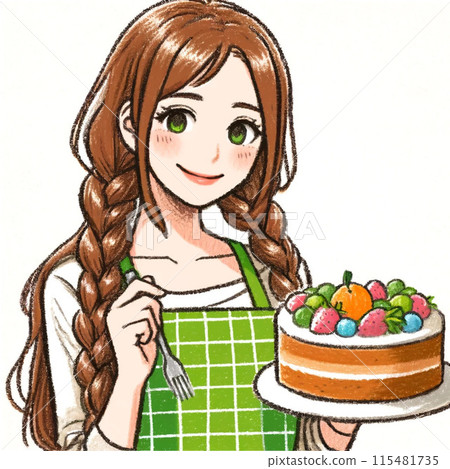 A woman with a cake 115481735